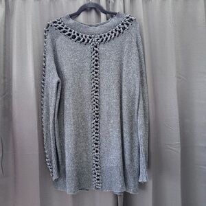 All Saints Charcoal Knit Sweater with Intricate Design